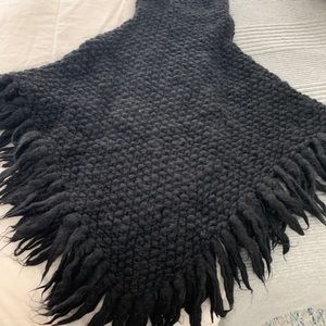 Black wool poncho